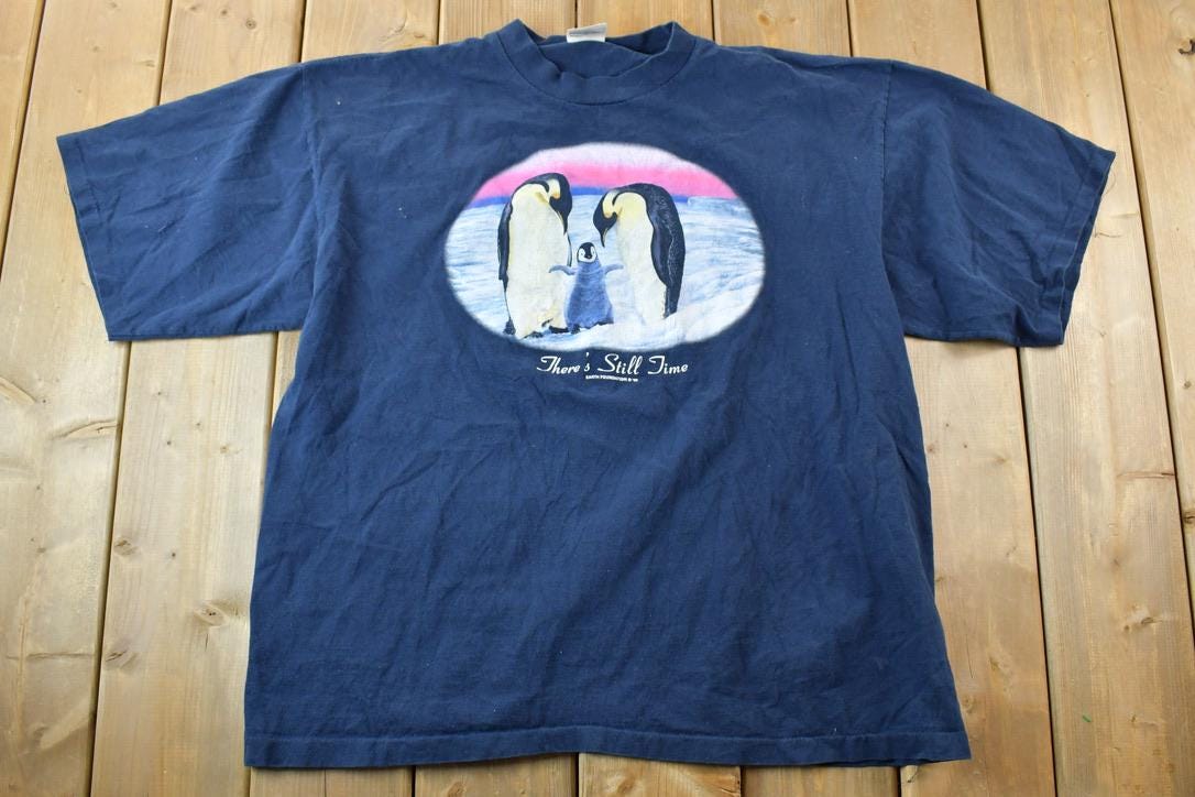 Vintage 1990s Penguin Family There Is time Graphic T-Shirt
