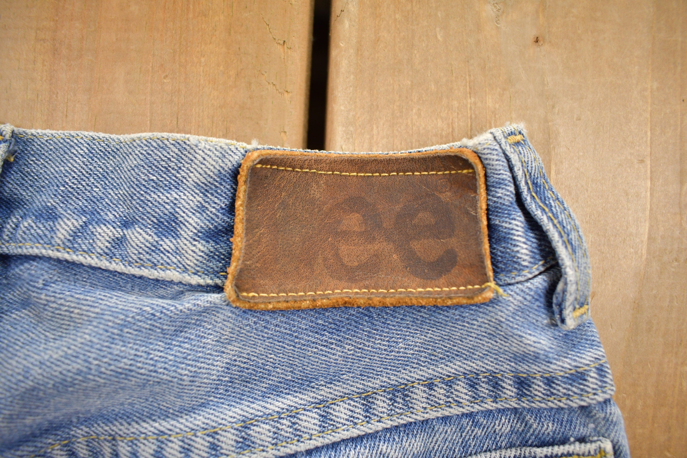 Vintage 1990s Lee Jeans Size 28 x 31.5 Distressed Patchwork