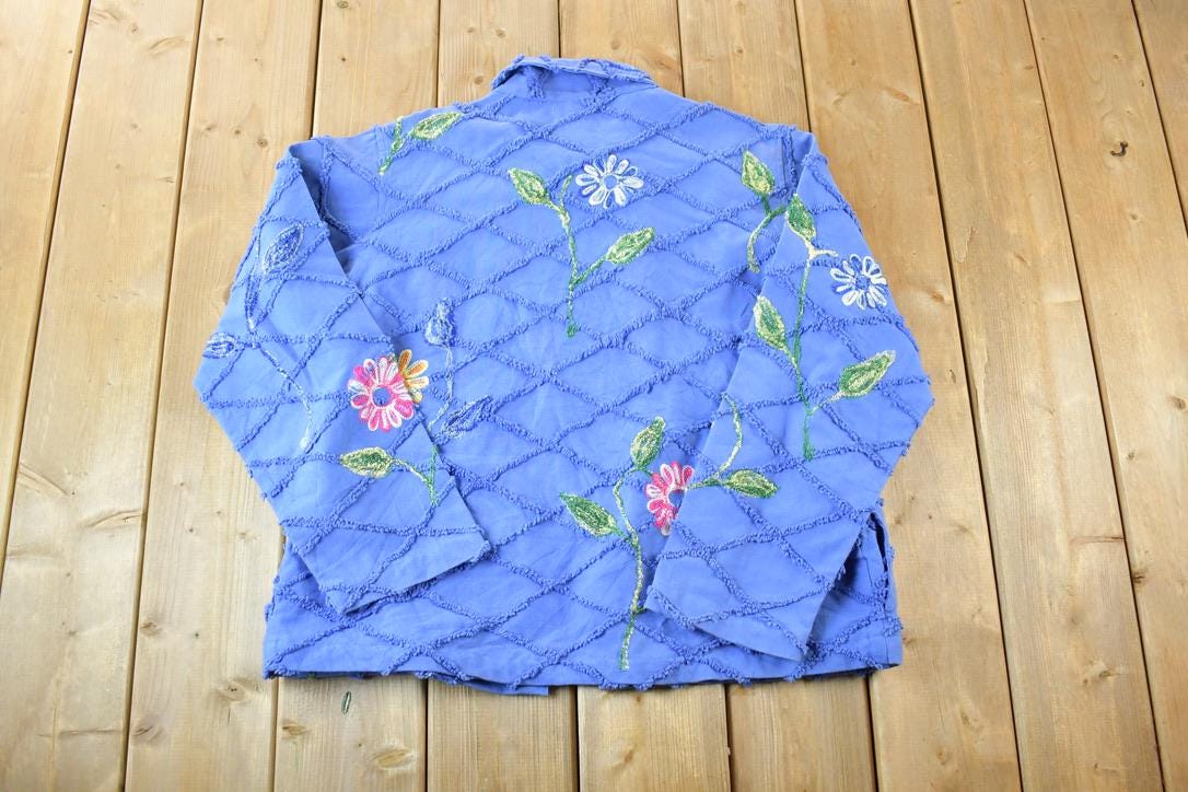 Vintage 1990's Tantrum Collection Floral Embroidered Button Up Western Shirt Made In USA