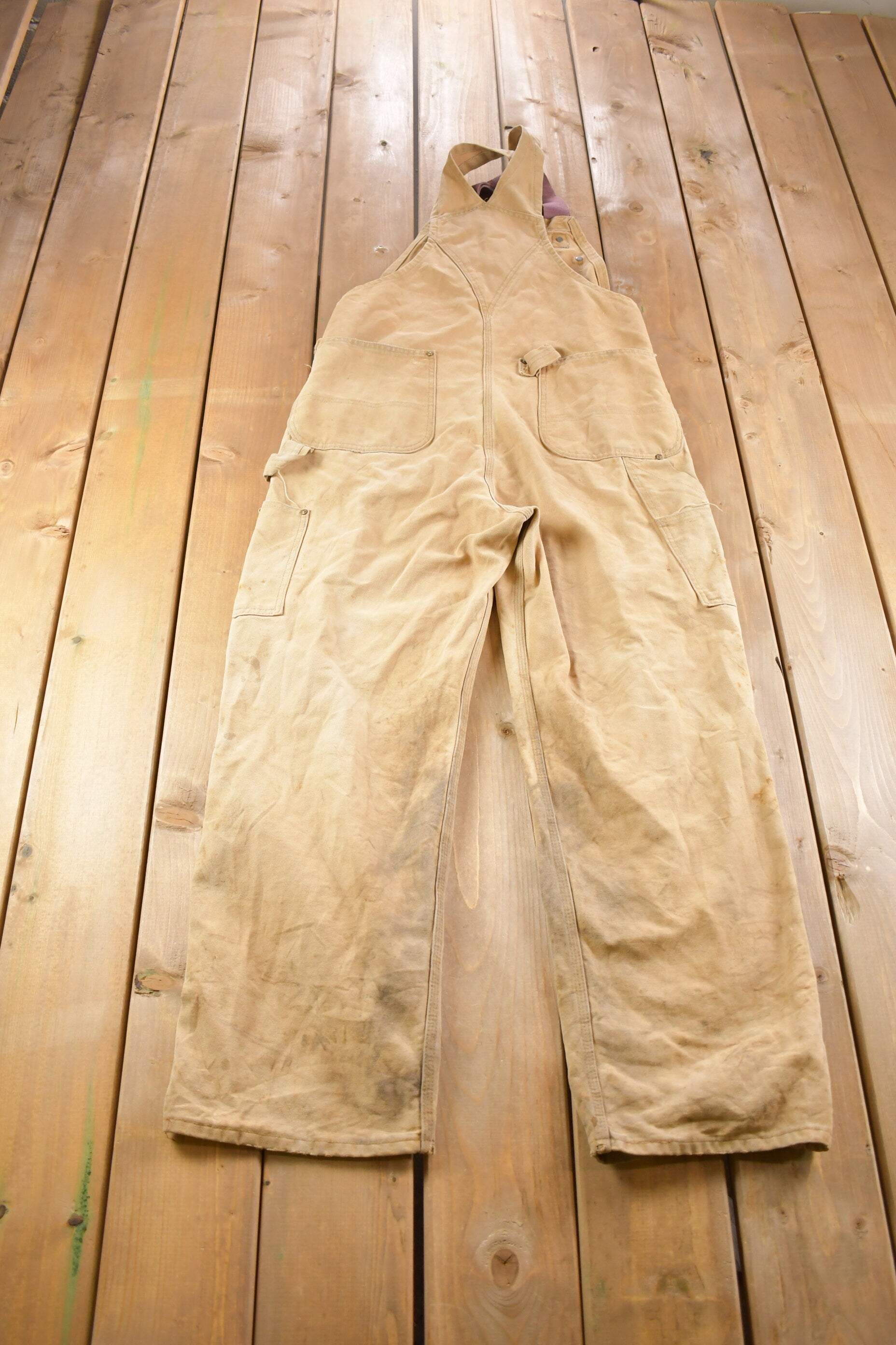 Vintage 1990s Distressed Carhartt Double Knee Canvas Overalls Size Medium  True Vintage  Utility Overalls  Streetwear  Vintage Workwear