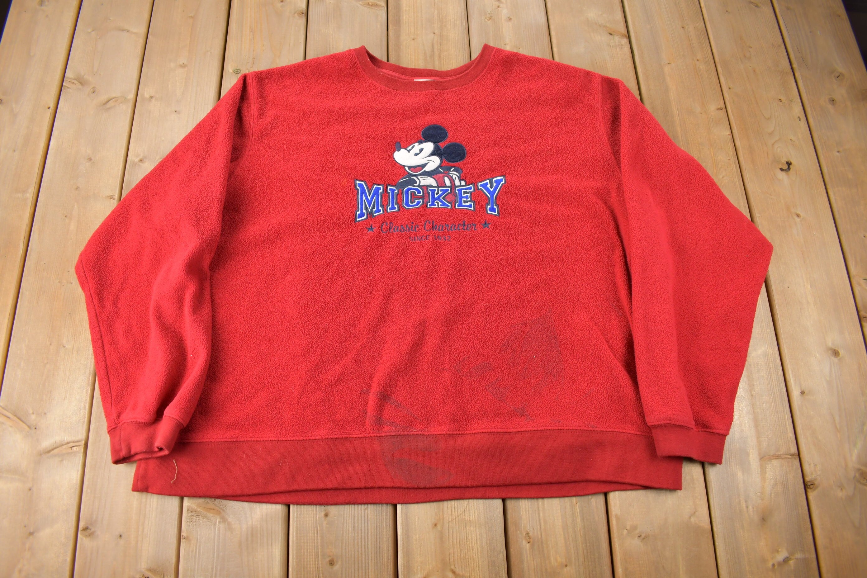 Vintage 1990s Mickey Mouse Embroidered Disney Fleece Crewneck