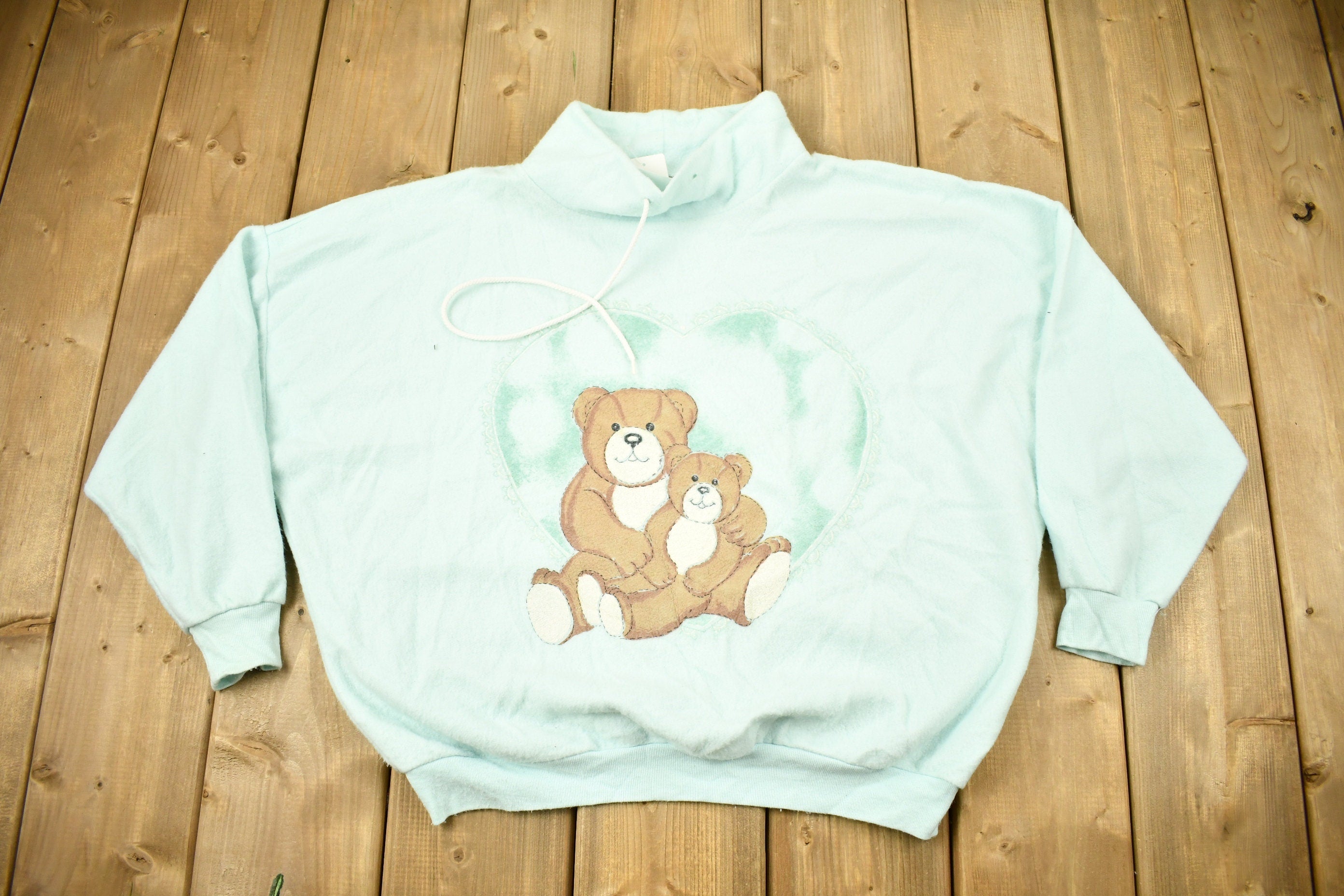 Vintage 1990s Teddy Bears And Hearts Cute Graphic Sweater