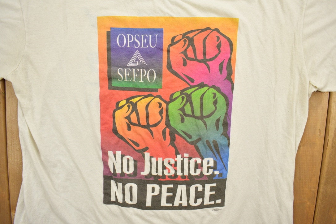 Vintage 1990s No Justice No Peace Graphic T-Shirt