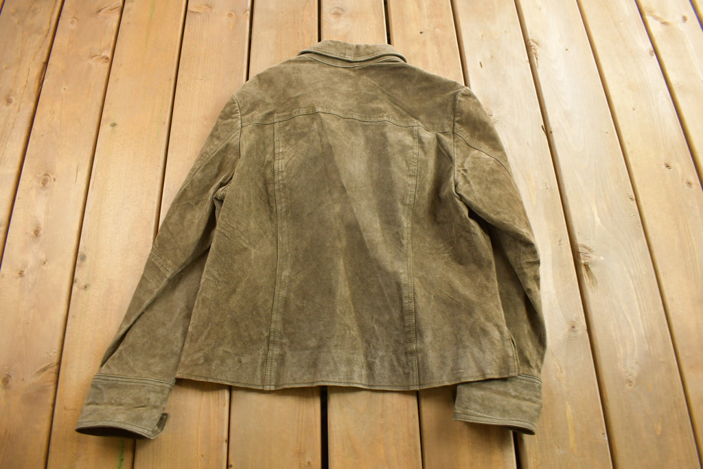 Vintage 1990s Cold Water Creek Green Suede Jacket