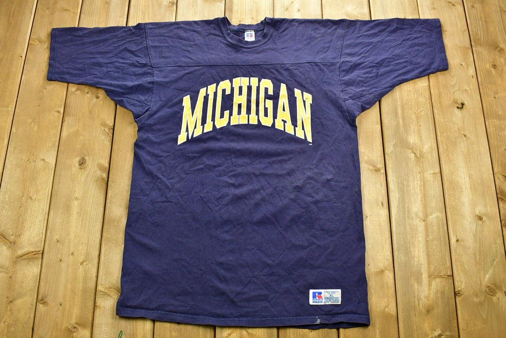 Vintage 1990's University of Michigan State Wolverines Collegiate Jersey T Shirt  Made In USA  NCAA  Sportswear  Russell Athletics
