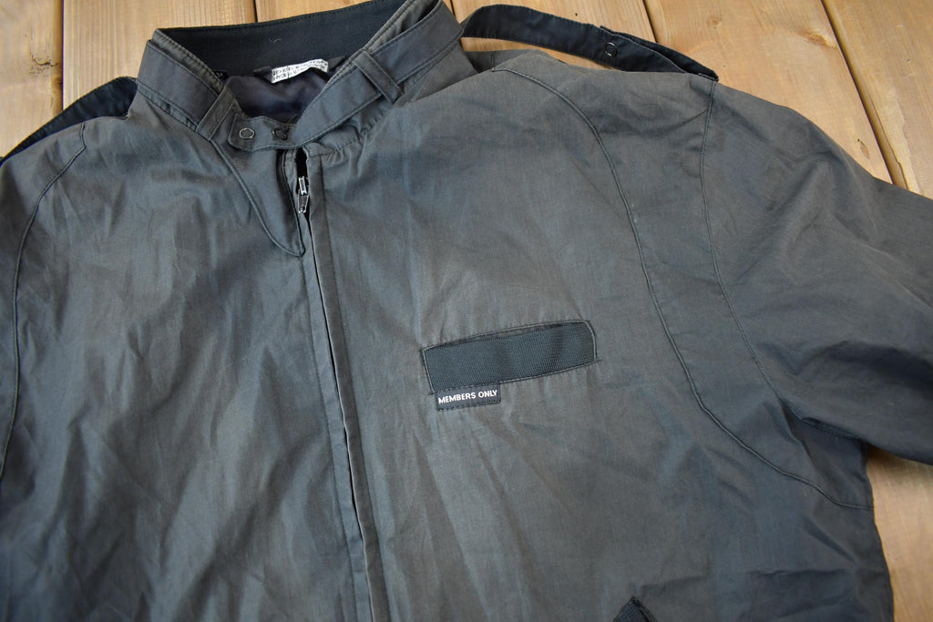 Vintage 1990s Members Only Black Windbreaker Jacket