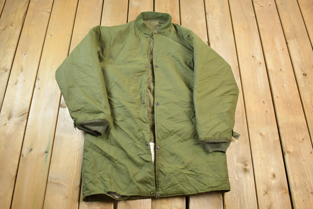 Vintage Military Button Up Long Bomber Army Jacket
