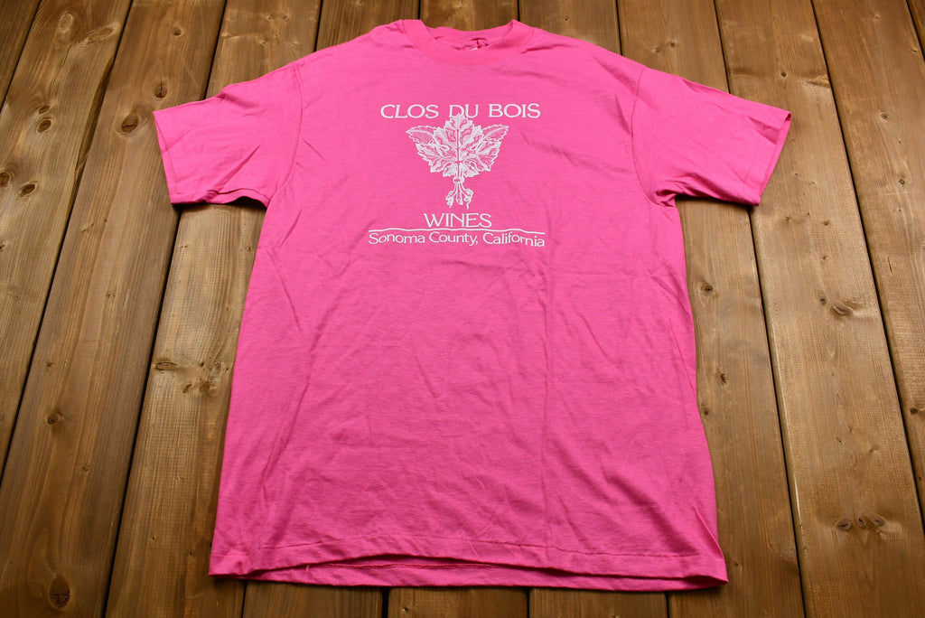 Vintage Early 1990s Paper-Thin Hot Pink Close Du Bois Winery T-Shirt