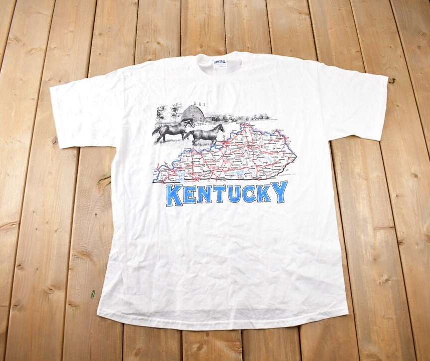 Vintage 1990s Map of Kentucky Souvenir T Shirt Size XL