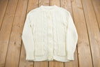 Vintage 1980s Cable Knit Acrylic Cardigan Sweater