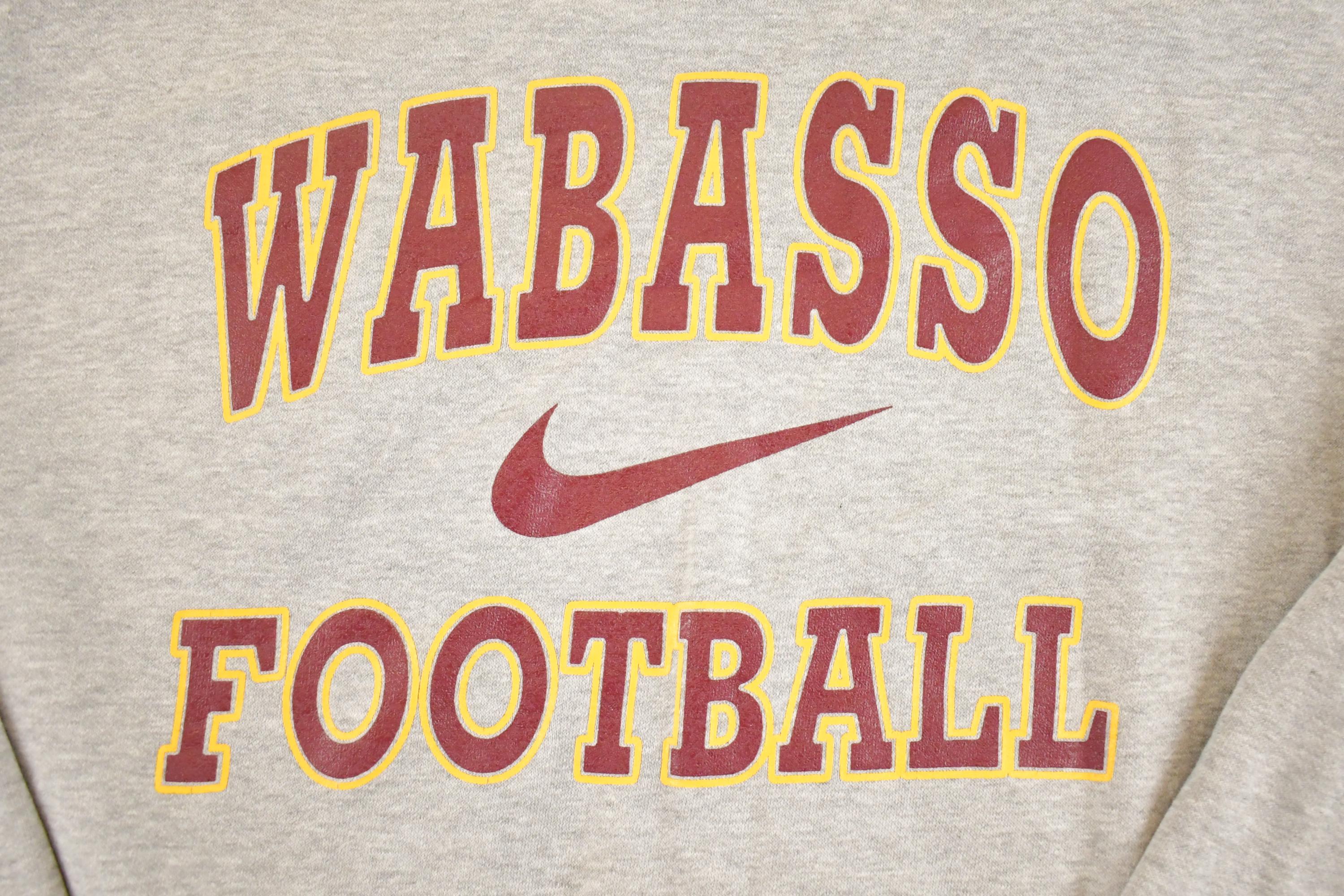 Vintage Y2K Wabasso Football Middle Swoosh Nike Crewneck Sweatshirt Men's XL / Swoosh Logo / Minimalist / Made in USA / 2000s Nike Sweater