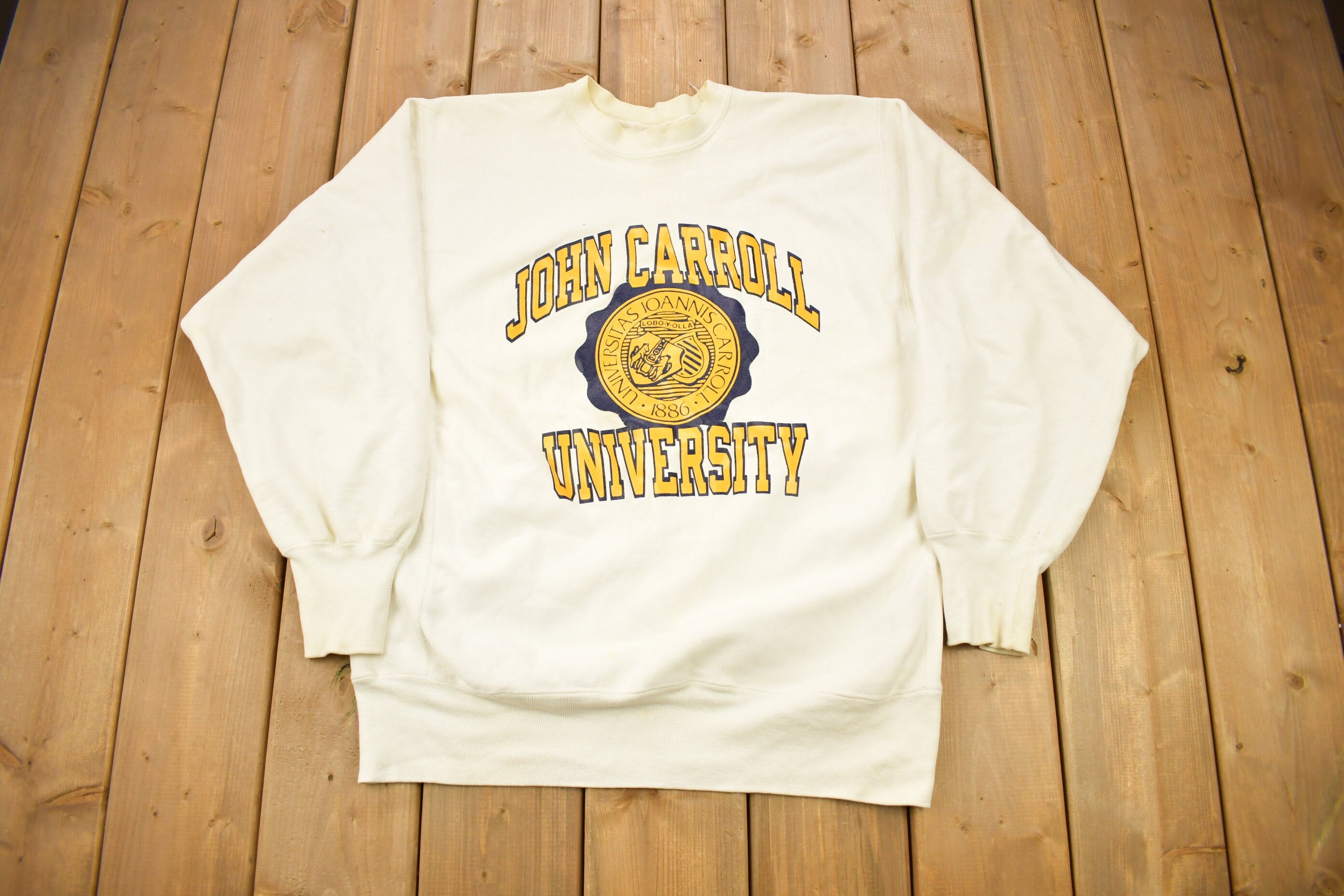 Vintage 1990s John Carroll University Collegiate Champion Reverse Weave Crewneck