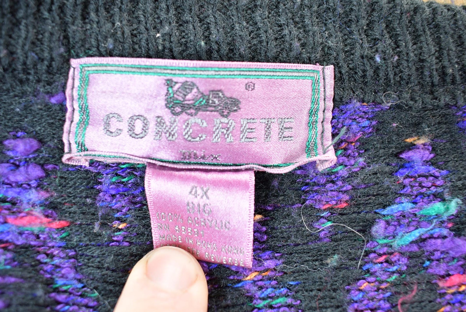 Vintage 1990s Concrete Abstract pattern Half Button Cardigan Knit Sweater