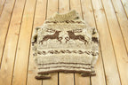 Vintage 1970s Reindeer Full Zip Hand Knit Cowichan Sweater Men's Medium