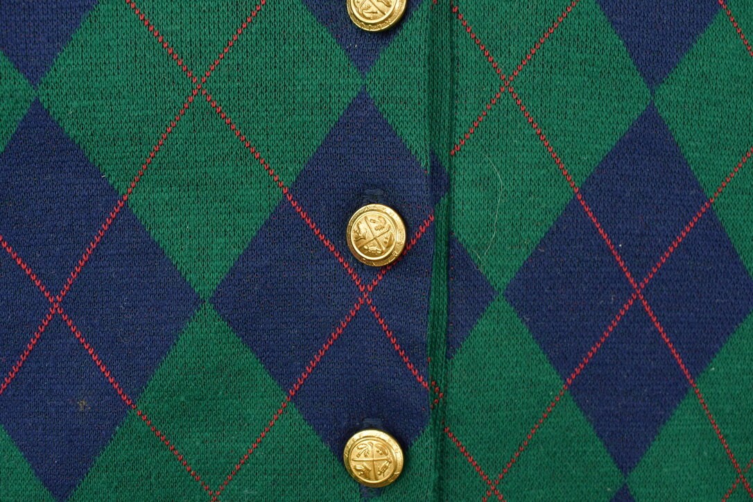 Vintage 1990s Alfred Dunner Argyle Knitted Collared Sweater /