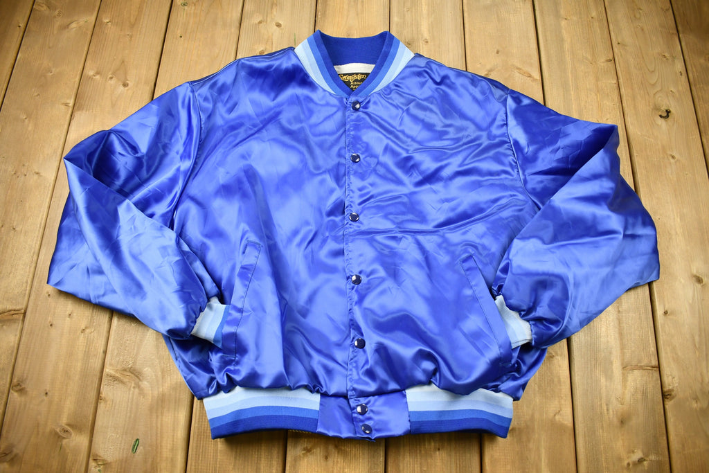Vintage 1980s Dells Track Snap Button Satin Swingster Windbreaker Jacket