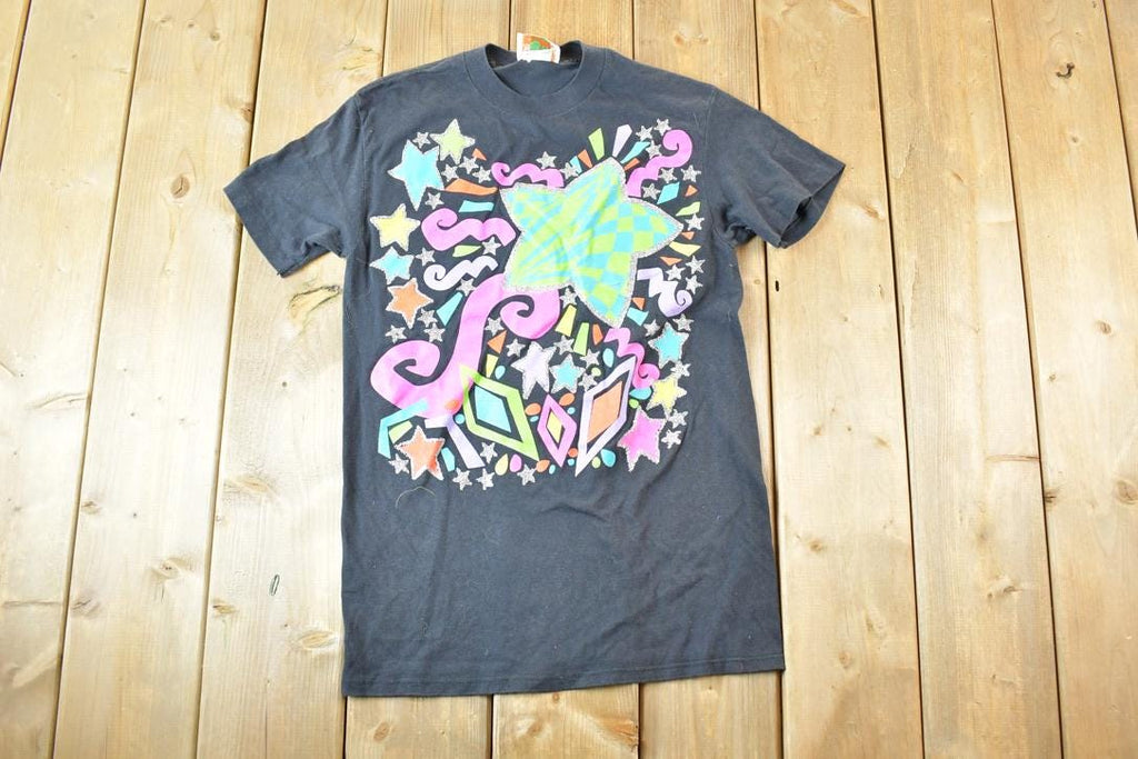 Vintage 1980s Springford Classic Neon Stars Souvenir T-Shirt Men's S