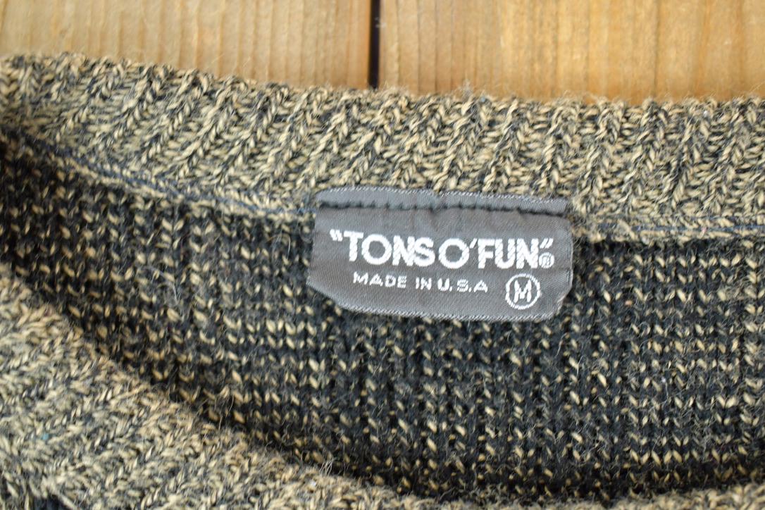 Vintage 1990s Tons O Fun Knit Abstract Pattern Crewneck Sweater Made In USA