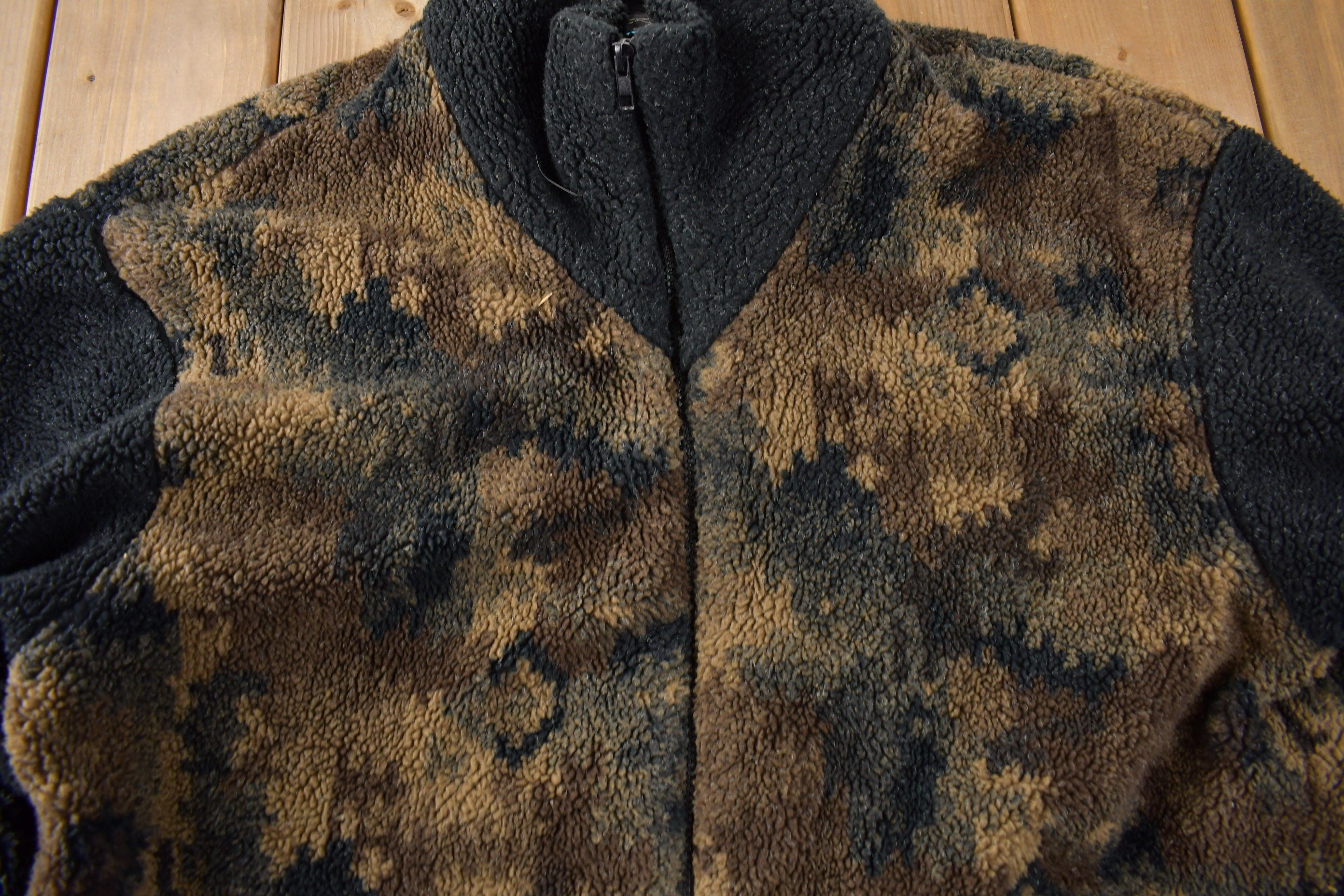 Vintage 1990s Forecaster Camo Fleece Jacket Size Large