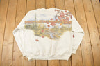 Vintage 1990s Art Unlimited Autumn Leaves All Over Print Landscape Henley Sweatshirt Men's XL