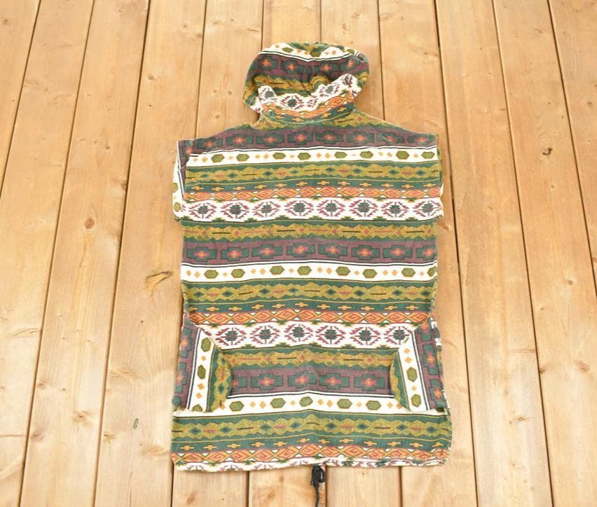 Vintage 1990s Unique Aztec Knit Hoodie Sweater Women's XL Long