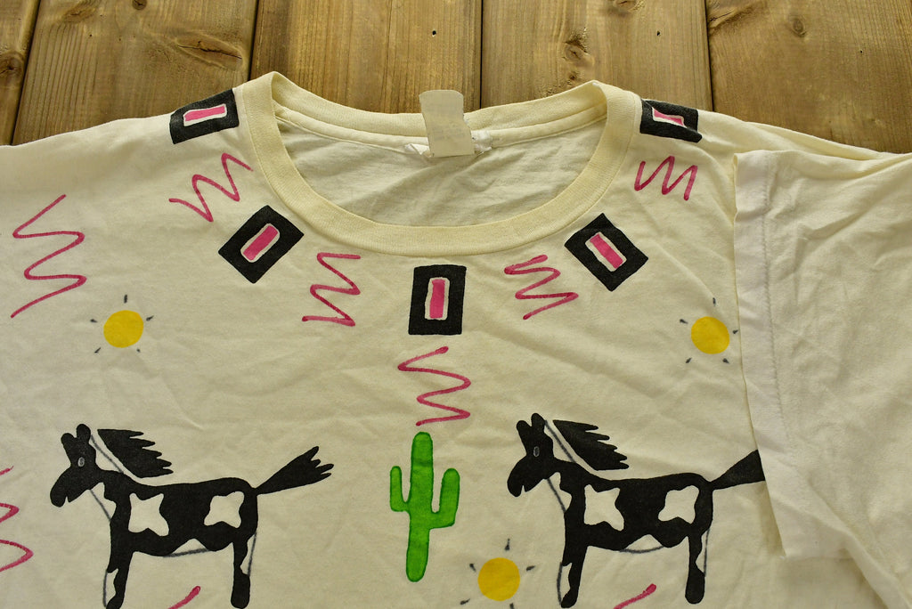 Vintage 1990s All Over Print Horse Graphic T-Shirt