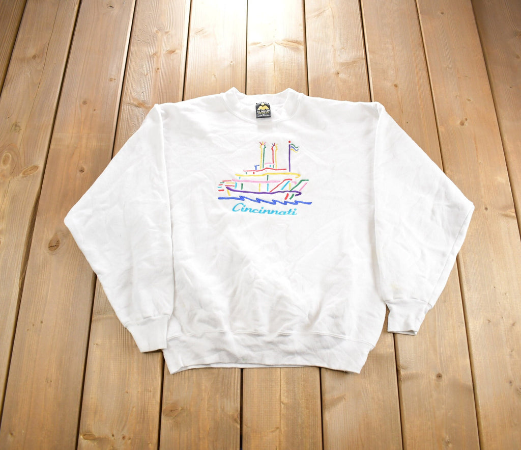 Vintage 1990s Cincinnati Embroidered Souvenir Travel Crewneck Sweatshirt Made In USA