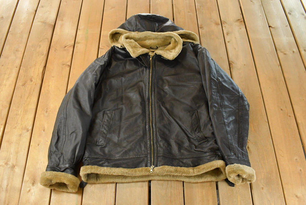 Vintage 1990s Ziptex Leather Faux Shearling Jacket Men's 2XL