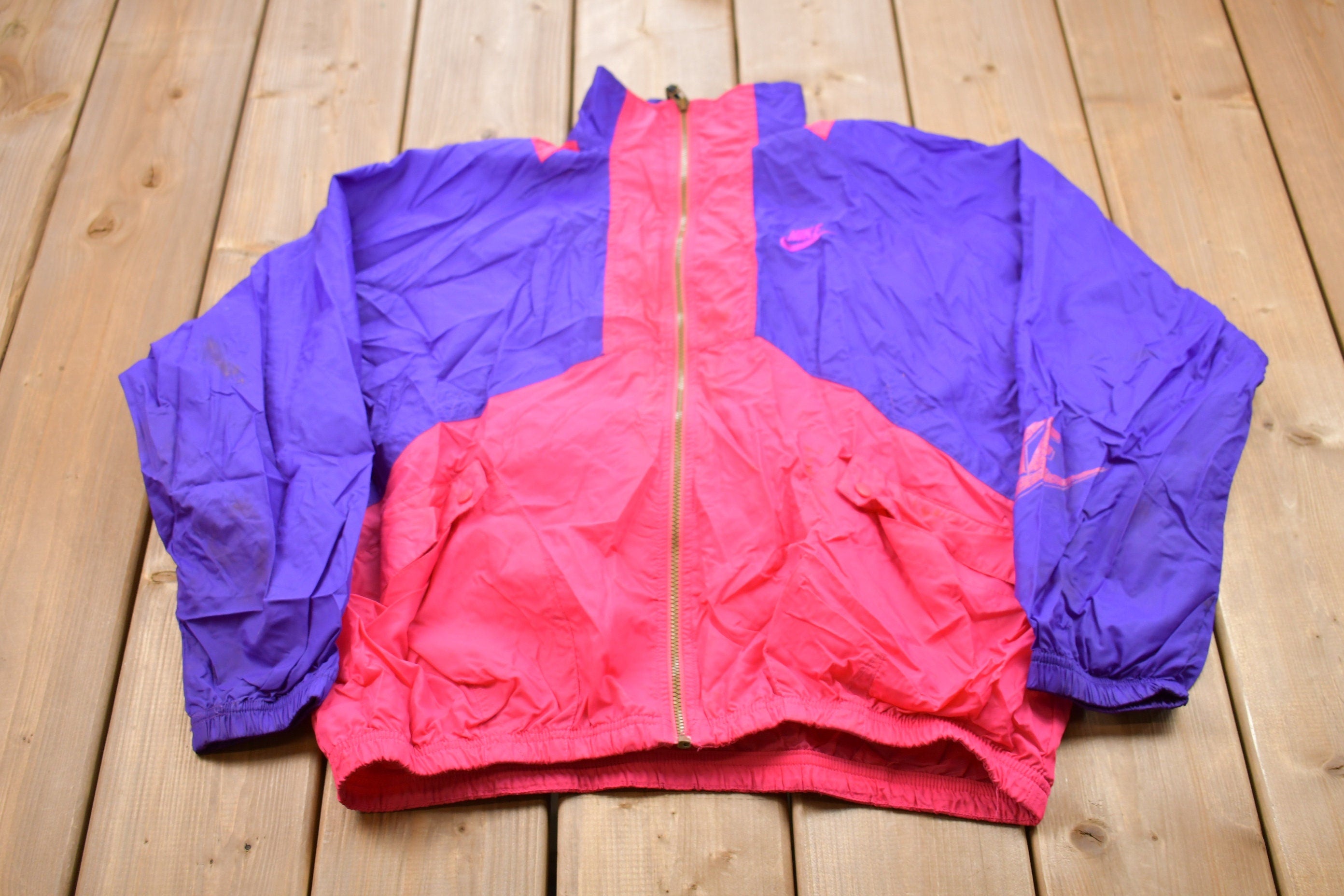 Vintage 1990s Women’s Nike Mini Swoosh Color Block Windbreaker Jacket
