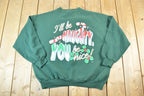 Vintage 1990s Ill Be Naughty Cute Christmas Funny Crewneck Sweater Made In USA 90s Crewneck