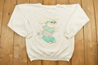 Vintage 1990s Cute Skiing Rabbit Crewneck Sweater