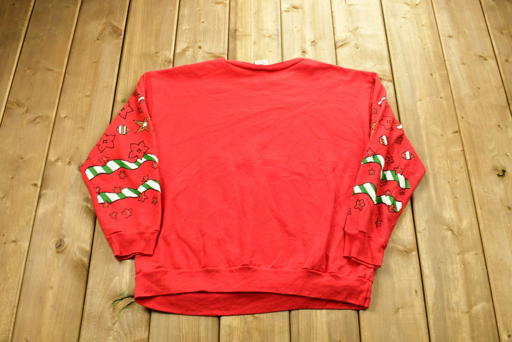 Vintage 90's Christmas Reindeer Graphic Crewneck Sweater , Made In USA , Winter Wear , Festive Graphic Print , Holiday Time