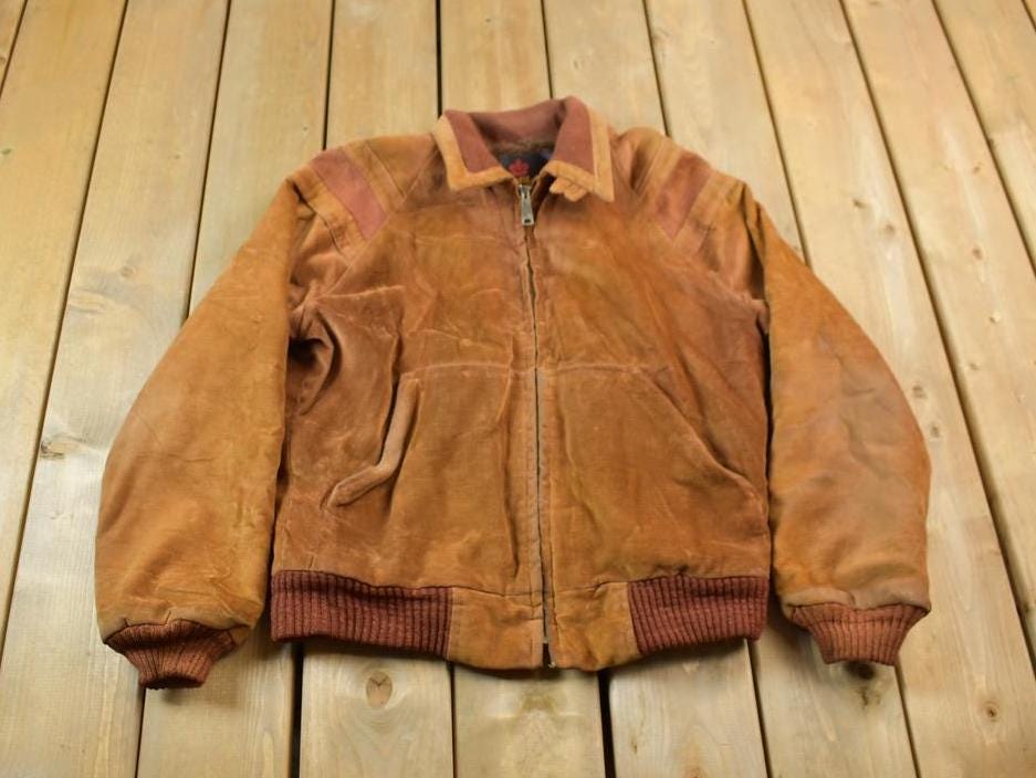 Vintage 1980s Faux Fur Lined Bomber Jacket