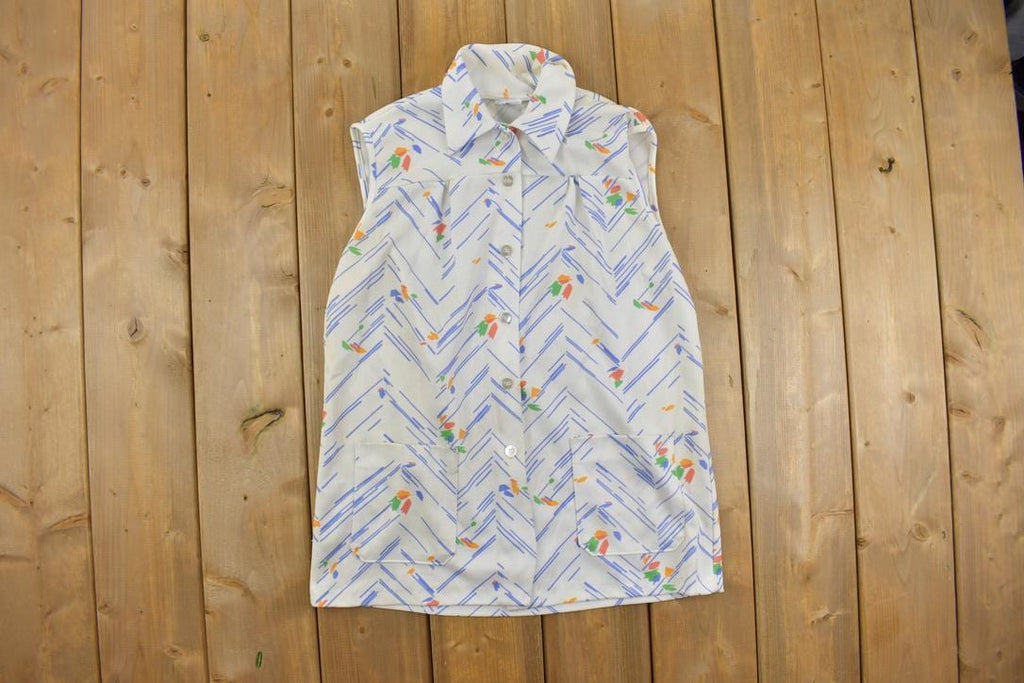 Vintage 1980s Land 'N Lea Womens Abstract Button Up Vest