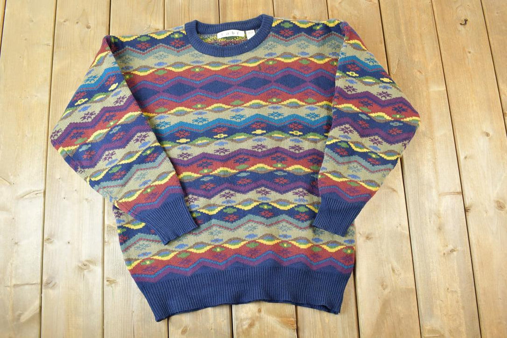 Vintage 1990s Tabi Knit Abstract Pattern Coogi Style Crewneck Sweater