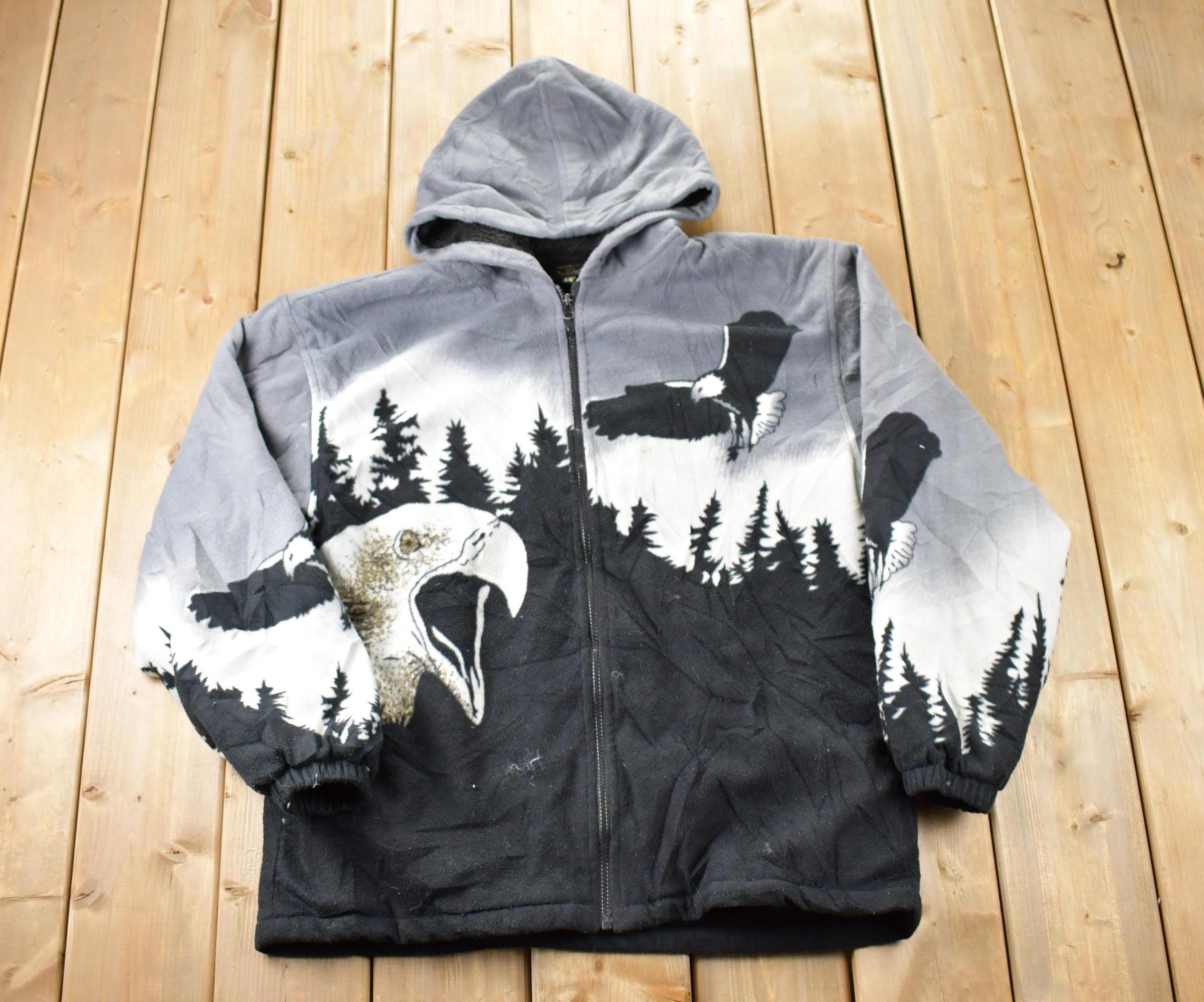 Vintage 1990s Eagle Fleece Heavy Hooded Sweater