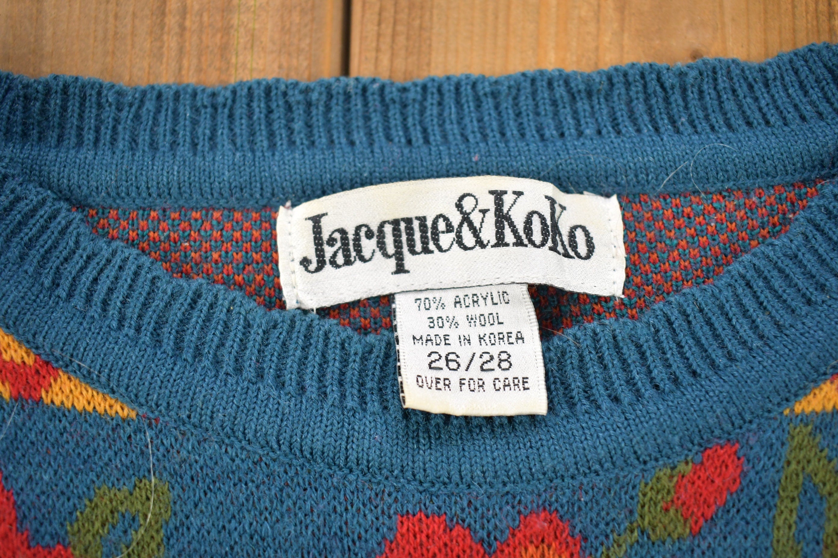 Vintage 1990s Patterned Knitted Crewneck Sweater