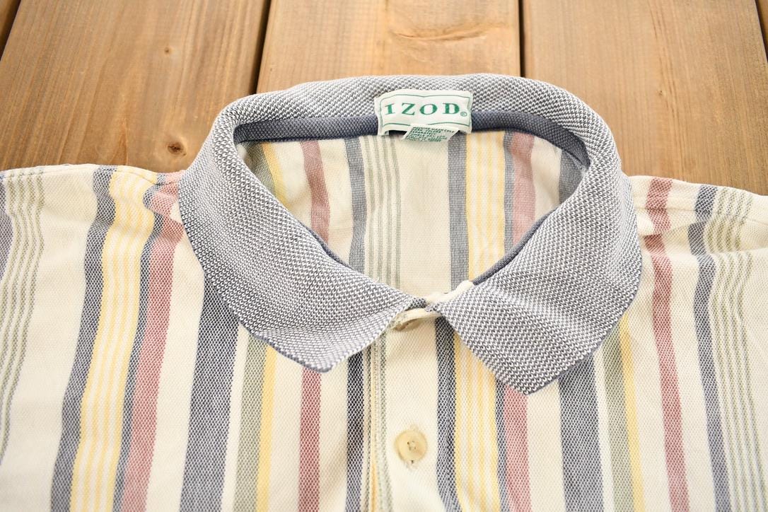 Vintage 2000s Striped Izod Embroidered Emblem Polo Shirt