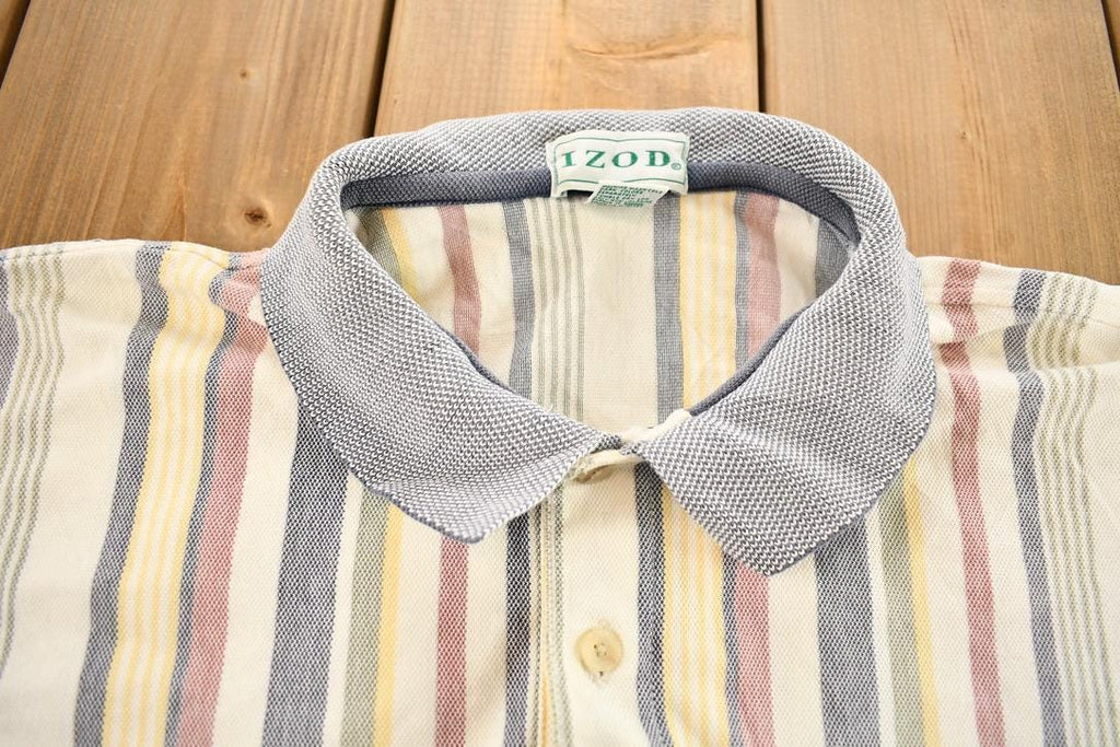 Vintage 2000s Striped Izod Embroidered Emblem Polo Shirt