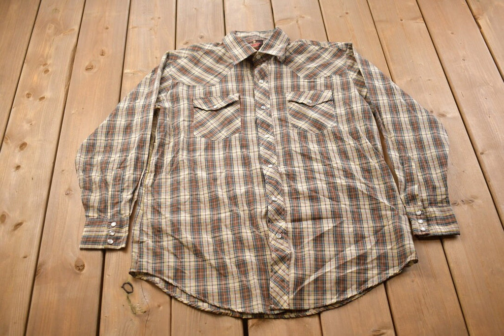 Vintage 1990s Country Shirt Works Plaid Button Up Western Shirt