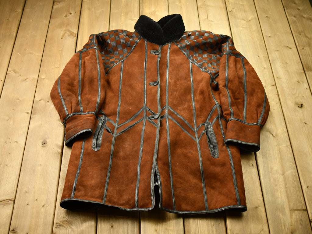 Vintage 1980s Abstract Pattern Shearling Coat