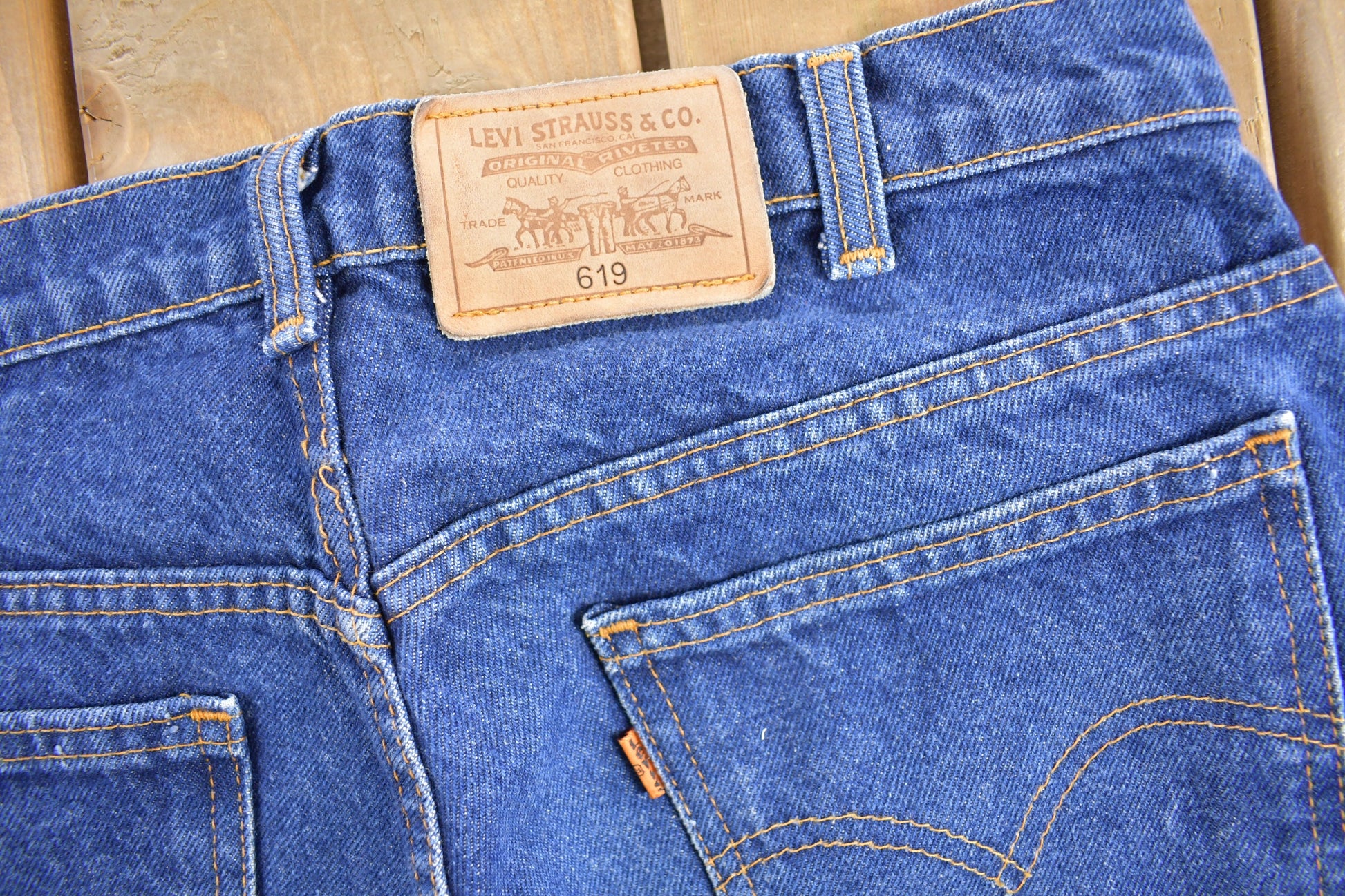 Vintage 1970S Levi's 619 Orange Tab Jeans Size 34 x 32