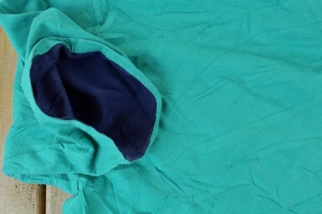 Vintage 1990s Blank Double Collar Double Sleeve Teal T-Shirt