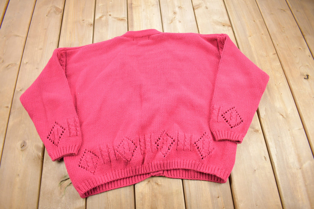 Vintage 1990s Outback Red Women's Pink Cable Knit Cardigan Sweater