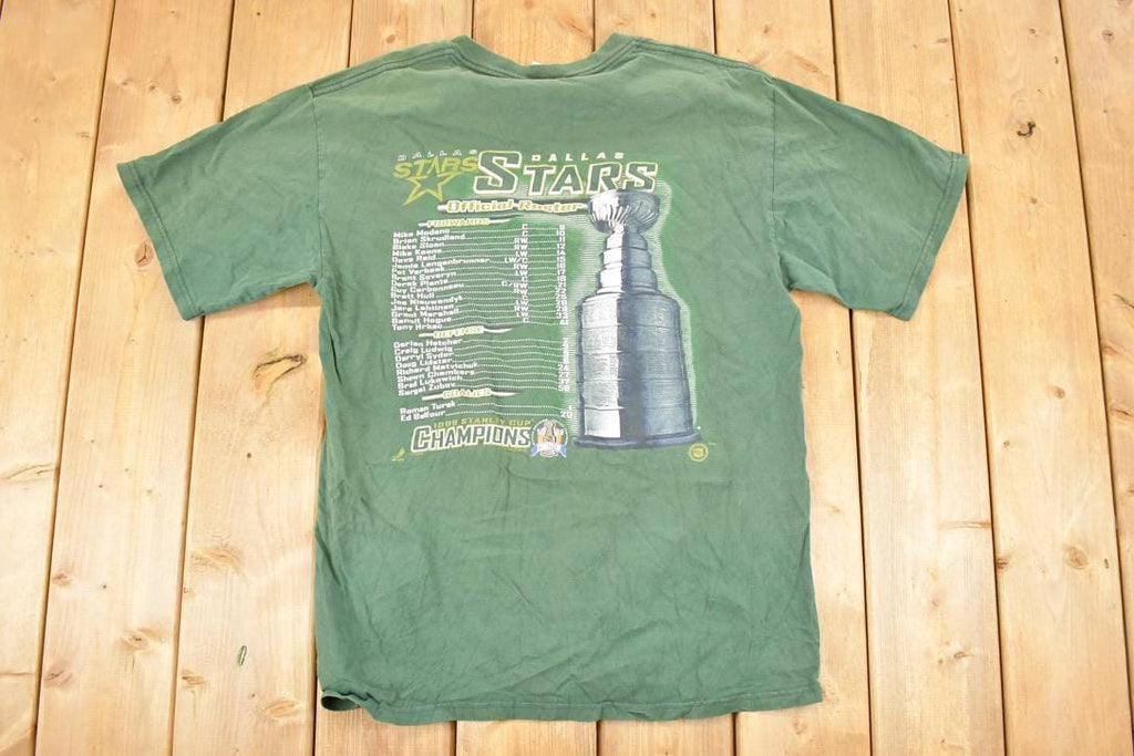 Vintage 1998 Dallas Stars Stanley Cup Champions Souvenir Graphic Print T-Shirt Men's L