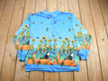 Vintage 1990s Cute Farm Cats Theme Button Up Sweater /