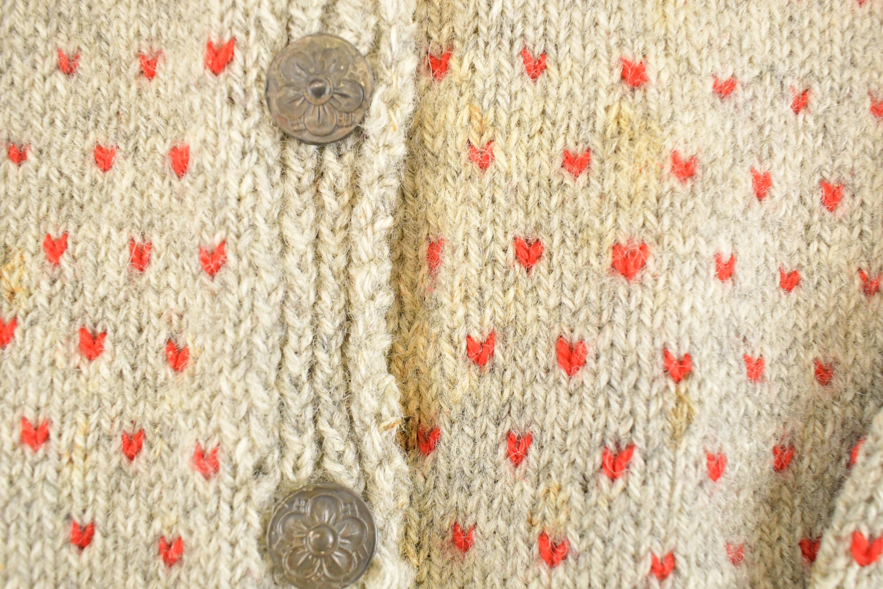 Vintage 1960s Thrashed Streetwear Wool Knit Cardigan Sweater Youth L /