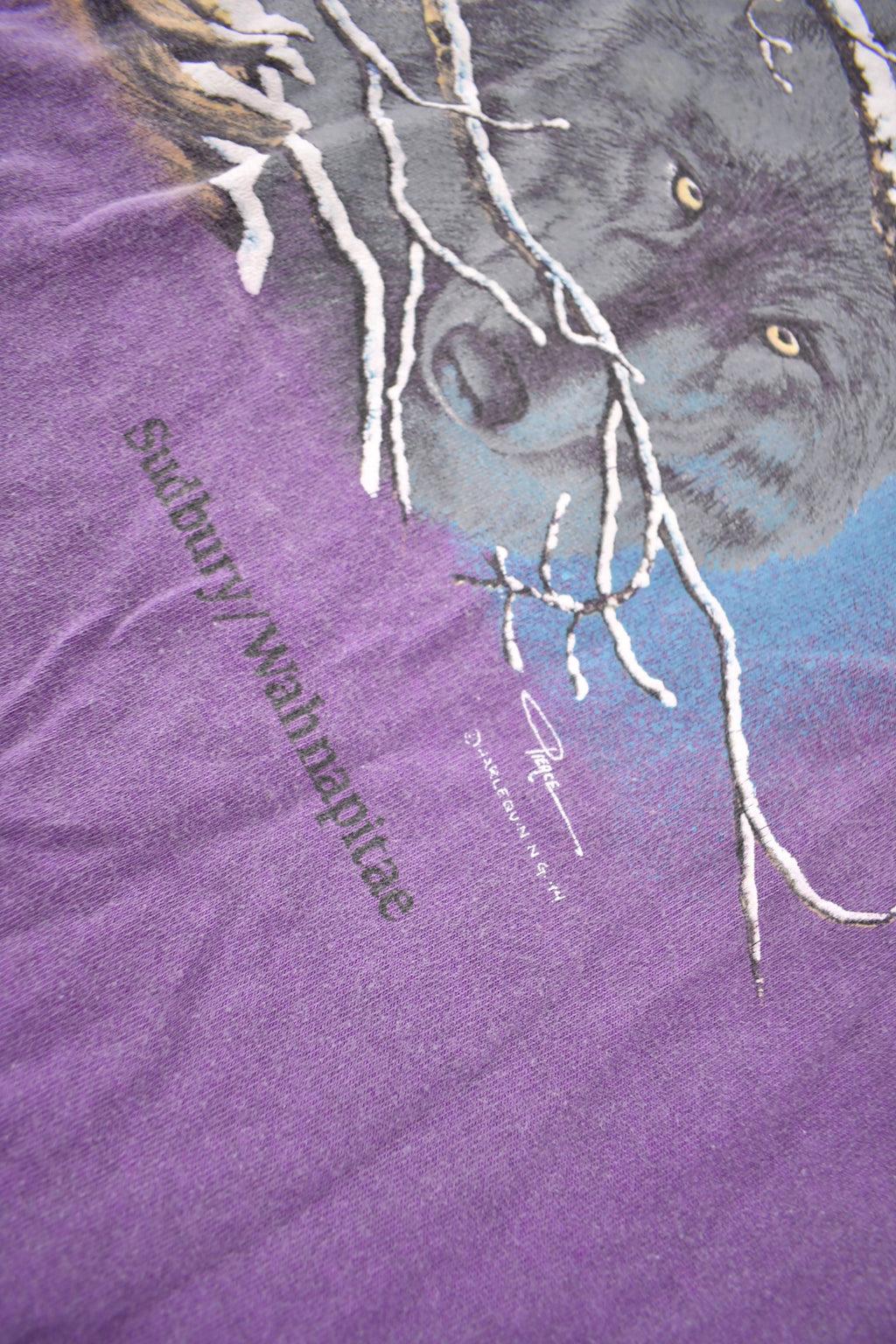 Vintage 1990s Sudbury Wolves Theme Single Stitch Graphic T-Shirt Made In Canada