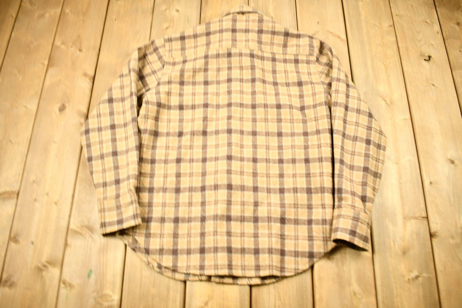Vintage 1970s Virgin Wool Sears Plaid Button Up Shirt