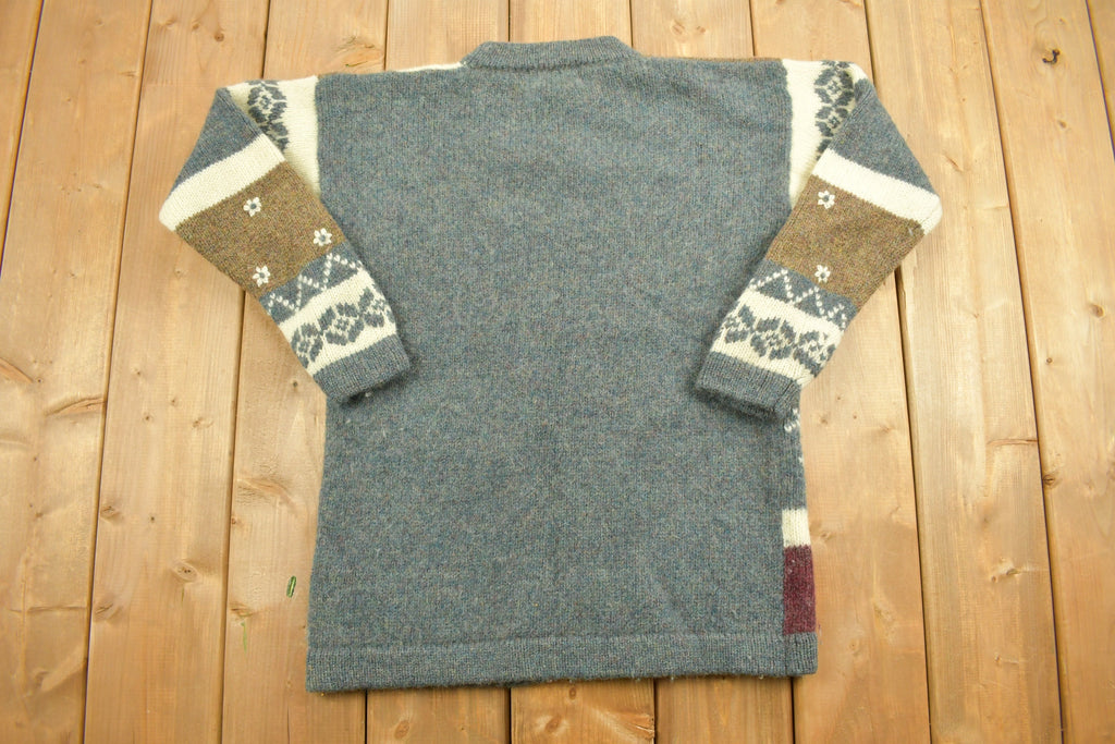Vintage 1990s Ilanco Patchwork Knitted Crewneck Sweater